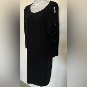 Chico's Traveler's Collection Black Open Grommet Sleeve Shift Dress